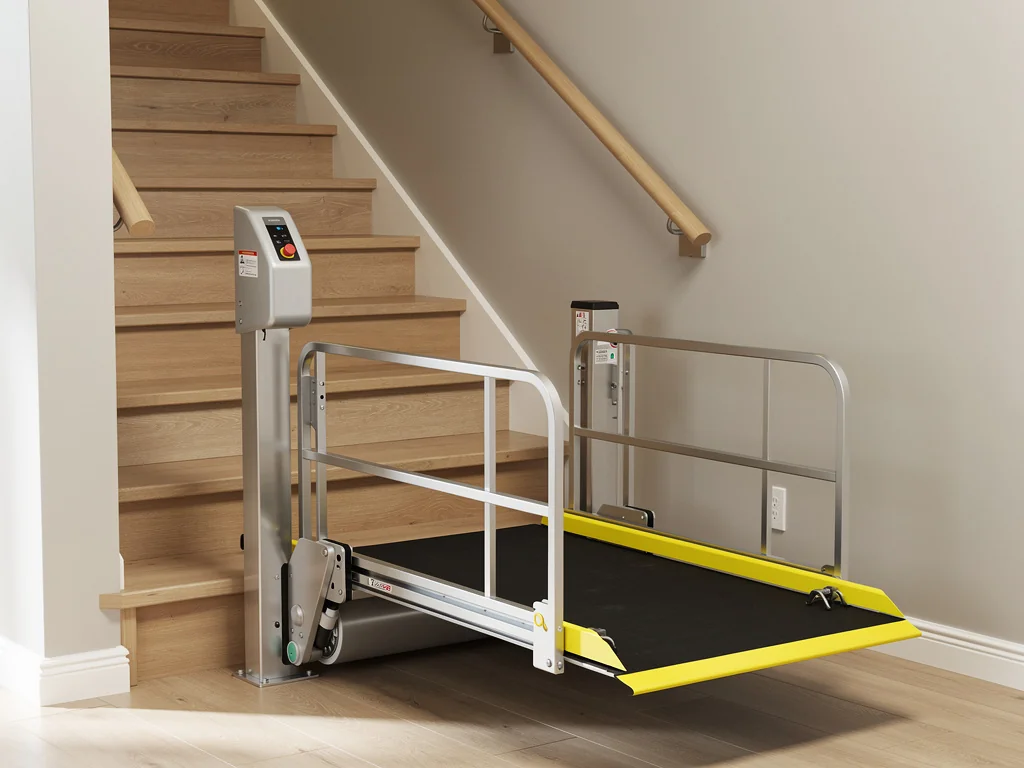 Plateforme élévatrice pour fauteuil roulant le long d'un escalier
